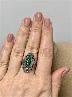 *Кольцо р.17 Микс Марказит Малахит арт. К 681-546 вес 5,49 г - фото 190371 *Кольцо р.17 Микс Марказит Малахит арт. К 681-546 вес 5,49 г - фото 190371