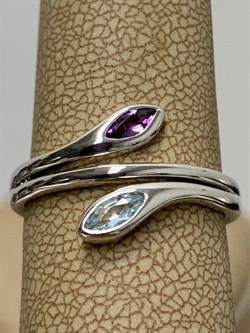 *Кольцо р.19 Топаз Аметист арт. SM-R02898-X-W-SBT-X-Pur-363 вес 3,24 г - фото 190380