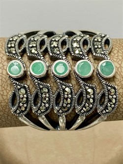 *Кольцо р.20 Микс Изумруд Марказит арт. HR661-957 (вес 10.56 г) - фото 190387 *Кольцо р.20 Микс Изумруд Марказит арт. HR661-957 (вес 10.56 г) - фото 190387