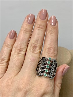 *Кольцо р.20 Микс Изумруд Марказит арт. HR661-957 (вес 10.56 г) - фото 190390 *Кольцо р.20 Микс Изумруд Марказит арт. HR661-957 (вес 10.56 г) - фото 190390