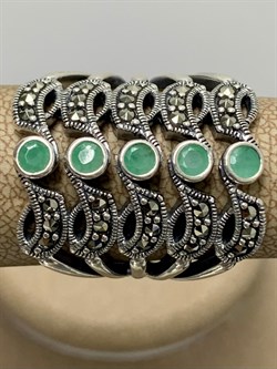 *Кольцо р.17,5 Микс Изумруд Марказит арт. HR661-865 (вес 10.66 г) - фото 190397 *Кольцо р.17,5 Микс Изумруд Марказит арт. HR661-865 (вес 10.66 г) - фото 190397