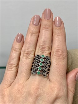 *Кольцо р.17,5 Микс Изумруд Марказит арт. HR661-865 (вес 10.66 г) - фото 190400 *Кольцо р.17,5 Микс Изумруд Марказит арт. HR661-865 (вес 10.66 г) - фото 190400