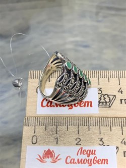 *Кольцо р.17,5 Микс Изумруд Марказит арт. HR661-865 (вес 10.66 г) - фото 190403 *Кольцо р.17,5 Микс Изумруд Марказит арт. HR661-865 (вес 10.66 г) - фото 190403