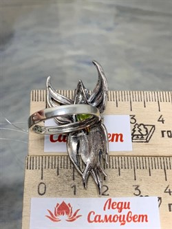 *Кольцо р.19 Микс Марказит Хризолит Птица Феникс арт. HR1344-507 вес 10.39 г - фото 190411 *Кольцо р.19 Микс Марказит Хризолит Птица Феникс арт. HR1344-507 вес 10.39 г - фото 190411