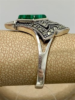 *Кольцо р.18,5 Микс Марказит Малахит арт. К 1249-157 вес 5,47 г - фото 190446