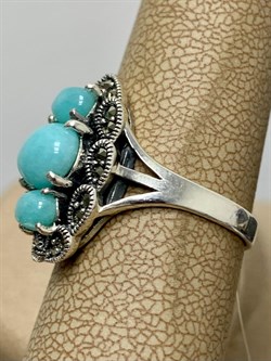 *Кольцо р.17,5 Микс Марказит Амазонит арт. К 1212-276 вес 5,12 г - фото 190527 *Кольцо р.17,5 Микс Марказит Амазонит арт. К 1212-276 вес 5,12 г - фото 190527