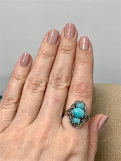 *Кольцо р.17,5 Микс Марказит Амазонит арт. К 1212-283 вес 5,2 г - фото 190534 *Кольцо р.17,5 Микс Марказит Амазонит арт. К 1212-283 вес 5,2 г - фото 190534