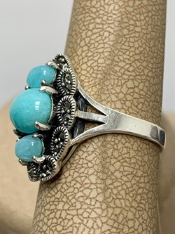 *Кольцо р.17,5 Микс Марказит Амазонит арт. К 1212-283 вес 5,2 г - фото 190536 *Кольцо р.17,5 Микс Марказит Амазонит арт. К 1212-283 вес 5,2 г - фото 190536