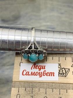 *Кольцо р.17,5 Микс Марказит Амазонит арт. К 1212-283 вес 5,2 г - фото 190538 *Кольцо р.17,5 Микс Марказит Амазонит арт. К 1212-283 вес 5,2 г - фото 190538