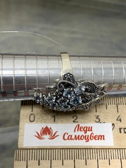 *Кольцо р.19 Виноградная Гроздь Микс Марказит Голубой Топаз арт. HR665-541 вес 10,05 г - фото 190588 *Кольцо р.19 Виноградная Гроздь Микс Марказит Голубой Топаз арт. HR665-541 вес 10,05 г - фото 190588