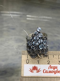 *Кольцо р.19 Виноградная Гроздь Микс Марказит Голубой Топаз арт. HR665-541 вес 10,05 г - фото 190592 *Кольцо р.19 Виноградная Гроздь Микс Марказит Голубой Топаз арт. HR665-541 вес 10,05 г - фото 190592