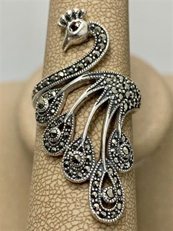 *Кольцо р.18 Жар Птица Марказит Гранат арт. HR888-993 (вес 7,32 г) - фото 190602 *Кольцо р.18 Жар Птица Марказит Гранат арт. HR888-993 (вес 7,32 г) - фото 190602