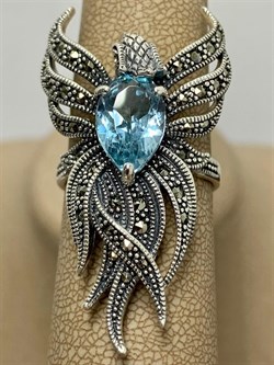 *Кольцо р.19 Микс Марказит Голубой Топаз арт. HR1344-603 вес 10.09 г - фото 190662 *Кольцо р.19 Микс Марказит Голубой Топаз арт. HR1344-603 вес 10.09 г - фото 190662