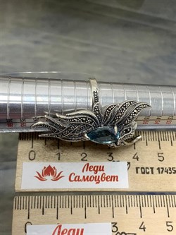 *Кольцо р.19 Микс Марказит Голубой Топаз арт. HR1344-603 вес 10.09 г - фото 190663 *Кольцо р.19 Микс Марказит Голубой Топаз арт. HR1344-603 вес 10.09 г - фото 190663