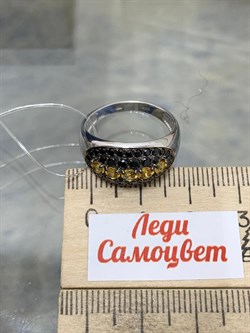 *Кольцо р.18 Орхидея Желтый Сапфир Шпинель арт. К1200Ю/Ag-6022/1-261 вес 3,36 г - фото 190758