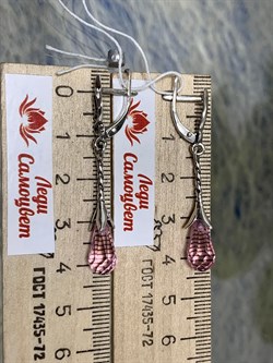 *Серьги Слеза Розовый Кварц иск арт. 0903С-023 вес 4,7 г - фото 190830