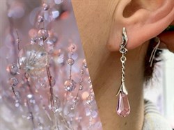 *Серьги Слеза Розовый Кварц иск арт. 0903С-023 вес 4,7 г - фото 190832