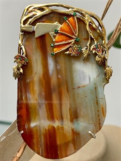 *Брошь Девочка под Зонтиком Рыжий Агат арт. 04.03114-026 вес 45,01 г - фото 191301 *Брошь Девочка под Зонтиком Рыжий Агат арт. 04.03114-026 вес 45,01 г - фото 191301