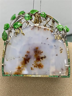 *Брошь-Кулон Агат Моховой Шпинель Фианит арт. 04.03070-956 (вес 31,09 г) - фото 191373 *Брошь-Кулон Агат Моховой Шпинель Фианит арт. 04.03070-956 (вес 31,09 г) - фото 191373