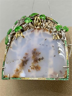 *Брошь-Кулон Агат Моховой Шпинель Фианит арт. 04.03070-956 (вес 31,09 г) - фото 191374 *Брошь-Кулон Агат Моховой Шпинель Фианит арт. 04.03070-956 (вес 31,09 г) - фото 191374