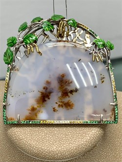 *Брошь-Кулон Агат Моховой Шпинель Фианит арт. 04.03070-956 (вес 31,09 г) - фото 191375 *Брошь-Кулон Агат Моховой Шпинель Фианит арт. 04.03070-956 (вес 31,09 г) - фото 191375