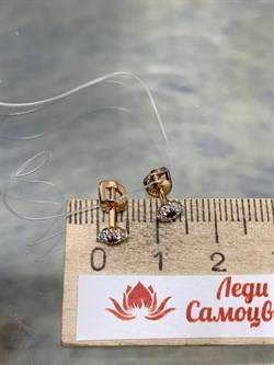 *Серьги Пусеты Фианит арт. 02-2710/000Р-16-554 вес 0,89 г - фото 192380