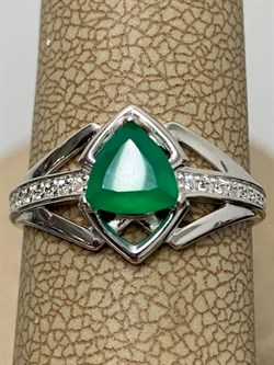 *Кольцо р.16,5 Зеленый Агат арт. 01-0988/00АГ-00-015 Вес 1,91 г - фото 193032