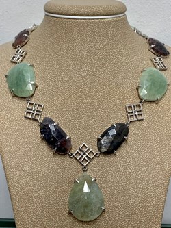 *Колье р.45 Фасетный Сапфир Микс арт. FI-N00246-X-W-MLB-X-BR-717 Вес 44,1 г - фото 193113