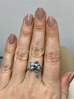 *Кольцо р.18 Голубой Ситалл арт. AS-R00002-X-W-BU-X-X-522 вес 2,9 г - фото 193175