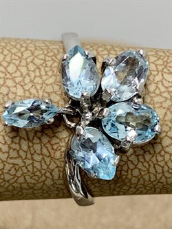 *Кольцо р.18 Голубой Ситалл арт. AS-R00002-X-W-BU-X-X-522 вес 2,9 г - фото 193177