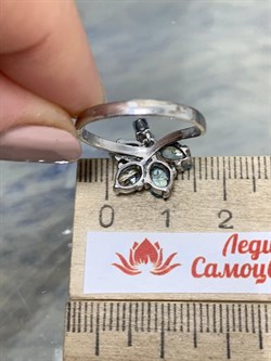 *Кольцо р.18 Голубой Ситалл арт. AS-R00002-X-W-BU-X-X-522 вес 2,9 г - фото 193180