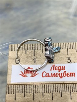 *Кольцо р.18 Голубой Ситалл арт. AS-R00002-X-W-BU-X-X-522 вес 2,9 г - фото 193181