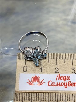 *Кольцо р.18 Голубой Ситалл арт. AS-R00002-X-W-BU-X-X-522 вес 2,9 г - фото 193182