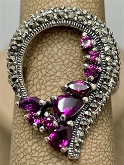 *Кольцо р.18 Микс Марказит Родолит арт. HR0708SP-073 вес 5,56 г - фото 193195 *Кольцо р.18 Микс Марказит Родолит арт. HR0708SP-073 вес 5,56 г - фото 193195