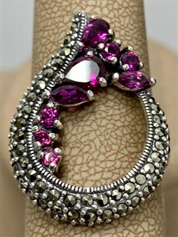 *Кольцо р.19 Микс Марказит Родолит арт. HR0708SP-080 вес 7,7 г - фото 193198 *Кольцо р.19 Микс Марказит Родолит арт. HR0708SP-080 вес 7,7 г - фото 193198