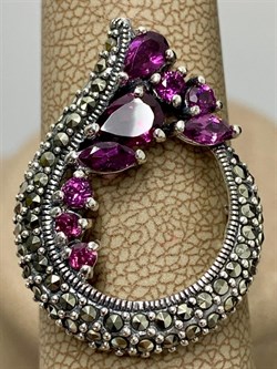 *Кольцо р.19 Микс Марказит Родолит арт. HR0708SP-080 вес 7,7 г - фото 193206 *Кольцо р.19 Микс Марказит Родолит арт. HR0708SP-080 вес 7,7 г - фото 193206