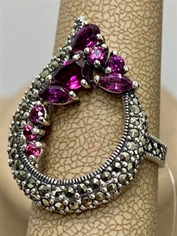 *Кольцо р.19 Микс Марказит Родолит арт. HR0708SP-080 вес 7,7 г - фото 193207 *Кольцо р.19 Микс Марказит Родолит арт. HR0708SP-080 вес 7,7 г - фото 193207