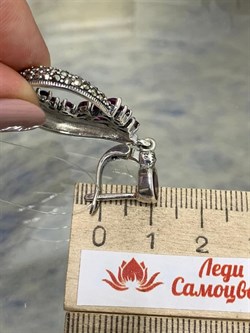 *Серьги Марказит Родолит арт. HE708-591 (вес 13,04 г) - фото 193213