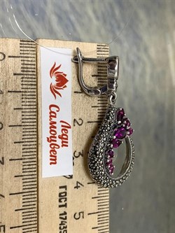 *Серьги Марказит Родолит арт. HE708-591 (вес 13,04 г) - фото 193216