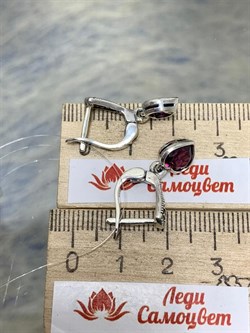 *Серьги Микс Марказит Гранат Родолит Сердце арт. HE0709-706 вес 4,15 г - фото 193237