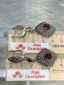 *Серьги Микс Марказит Сердолик арт. С 1260-928  вес 13,51 г - фото 193304