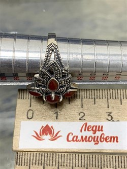 *Кольцо р.19  Микс Марказит Сердолик арт. HR704-431 вес 6.19 г - фото 193397 *Кольцо р.19  Микс Марказит Сердолик арт. HR704-431 вес 6.19 г - фото 193397