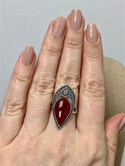 *Кольцо р.18 Микс Марказит Сердолик арт. HR1096-297 вес 6.55 г - фото 193470