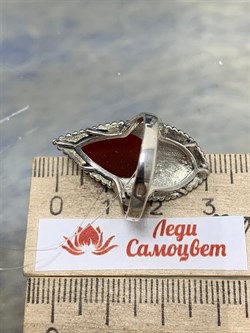 *Кольцо р.18 Микс Марказит Сердолик арт. HR1096-297 вес 6.55 г - фото 193475