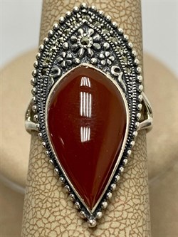 *Кольцо р.18 Микс Марказит Сердолик арт. HR1096-297 вес 6.55 г - фото 193477