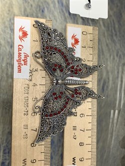 *Брошь-Кулон Микс Марказит Сердолик арт. HB0468-071 вес 18,13 г - фото 193493