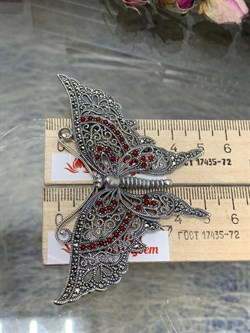 *Брошь-Кулон Микс Марказит Сердолик арт. HB0468-071 вес 18,13 г - фото 193494