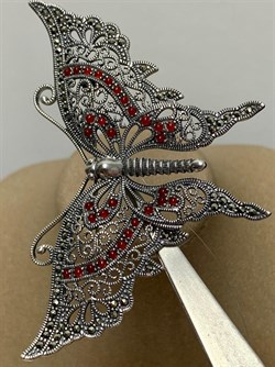 *Брошь-Кулон Микс Марказит Сердолик арт. HB0468-071 вес 18,13 г - фото 193495