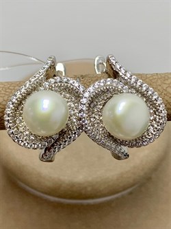 *Серьги Белый Жемчуг арт. PI-E00605-X-W-PN-X-W-671 вес 5,54 г - фото 193587