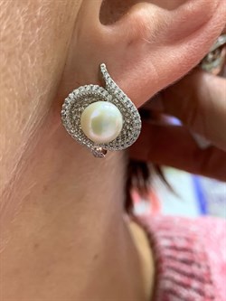 *Серьги Белый Жемчуг арт. PI-E00605-X-W-PN-X-W-671 вес 5,54 г - фото 193588